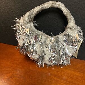 Silver Sequin Fringe Women's Handbag
